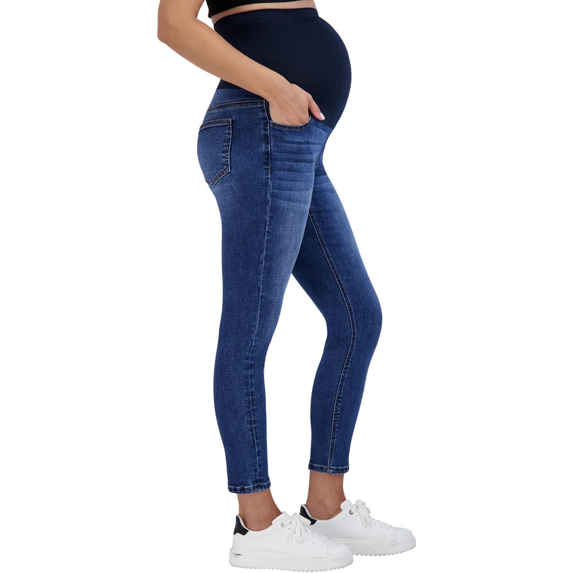 Savi Parker Women’s Maternity Jeans Over The Belly - Fall Maternity Clothes-Pregnancy Clothes for All Seasons Maternity Pants – 27“ Inseam Medium Wash